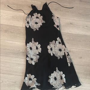Ann Taylor Black Dress with White Floral Design